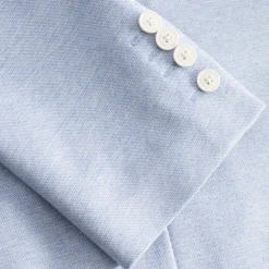 Melange Patch Pocket Stretch Blazer - Light Blue