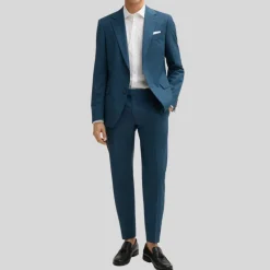 Melange Wool / Cotton Dress Pants - Navy