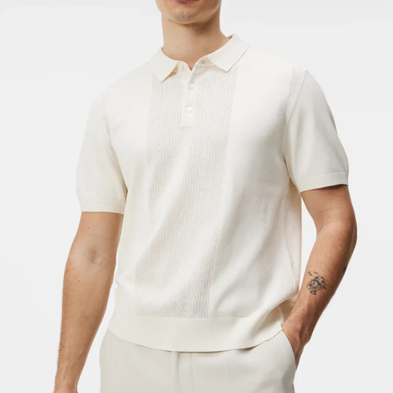 Mesh Detail Retro Knit Polo - Off-White