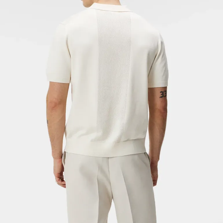Mesh Detail Retro Knit Polo - Off-White