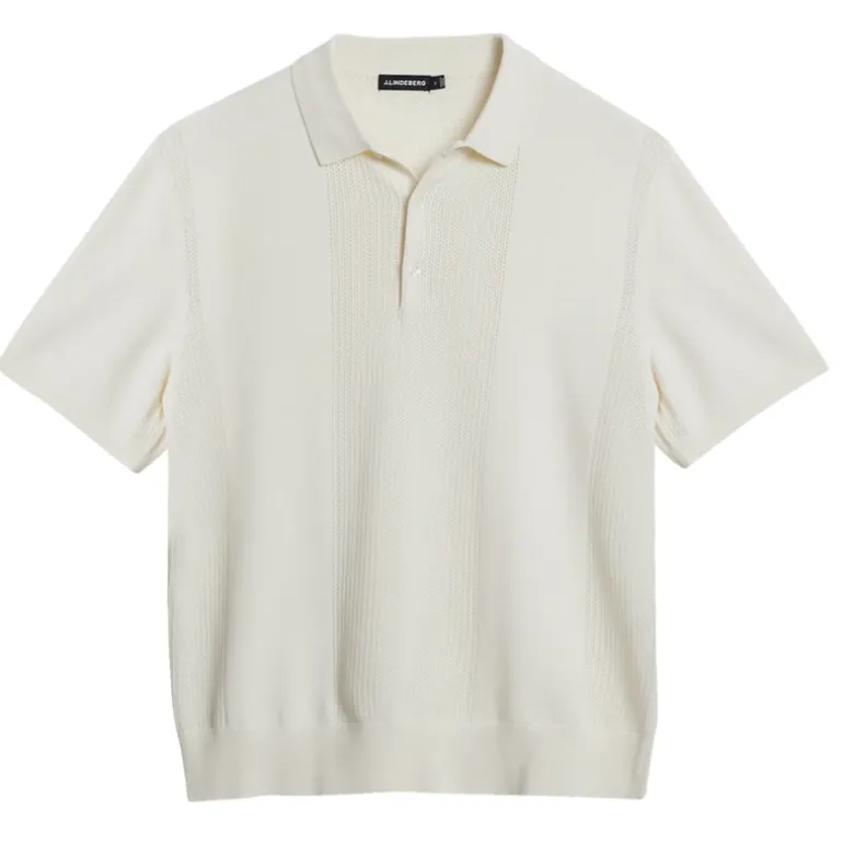 Mesh Detail Retro Knit Polo - Off-White