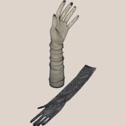 Mesh Long Gloves - Black