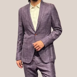 Mesh Weave Stretch Blazer - Purple