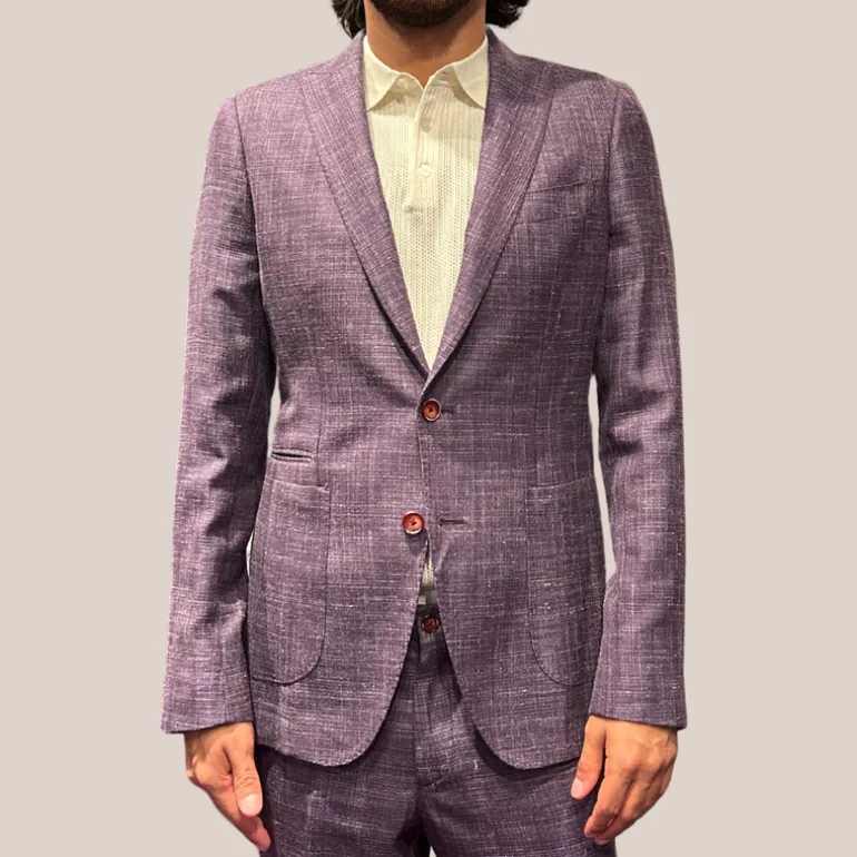 Mesh Weave Stretch Blazer - Purple