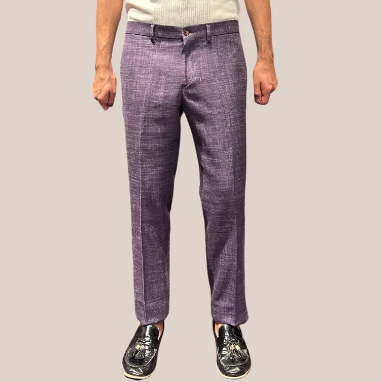 Mesh Weave Stretch Pants - Purple