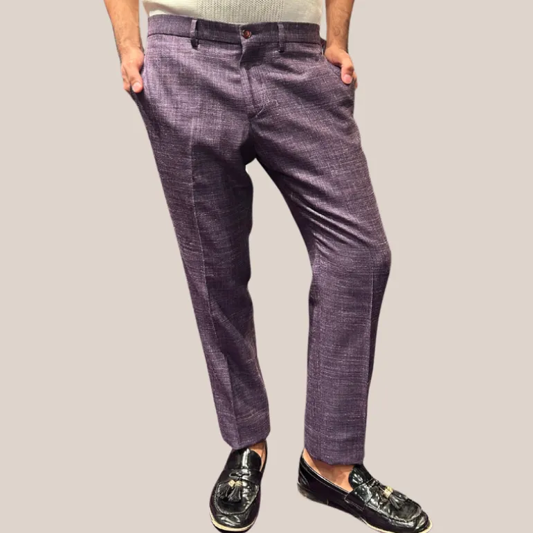 Mesh Weave Stretch Pants - Purple