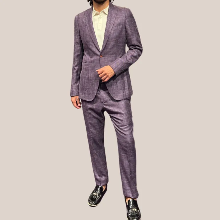 Mesh Weave Stretch Pants - Purple