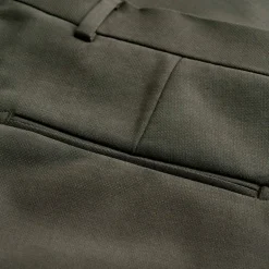 Micro-Structure Wool Stretch Pants - Dark Olive