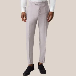 Mottled Cotton Wool Blend Cuff Pants - Violet