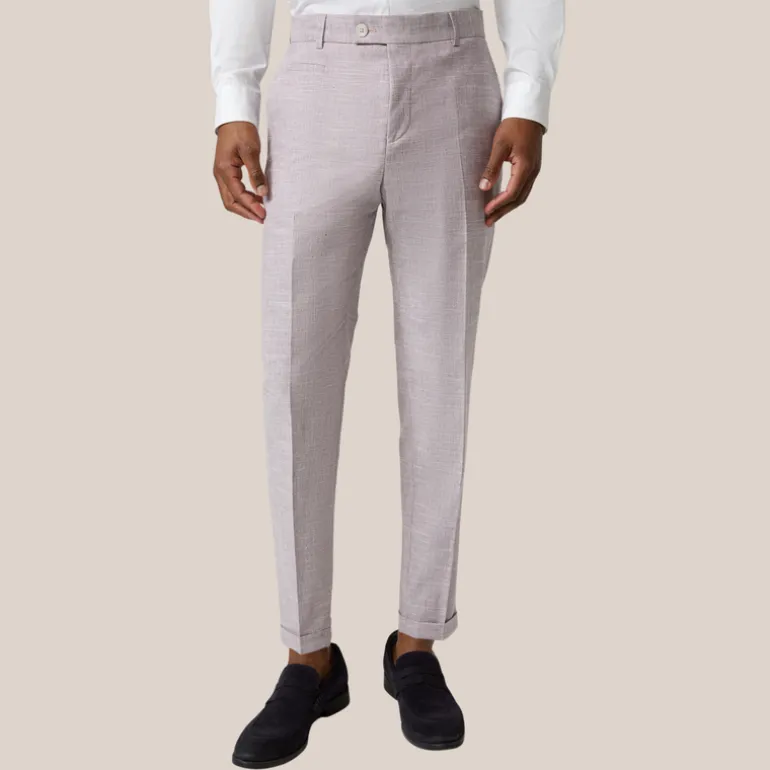 Mottled Cotton Wool Blend Cuff Pants - Violet