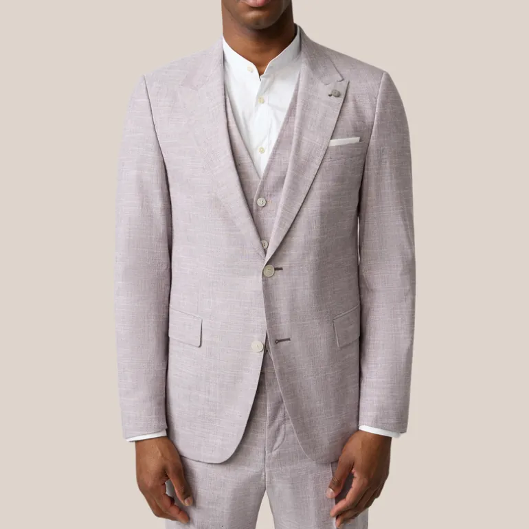 Mottled Cotton Wool Blend Peaked Suit Jacket - Violet