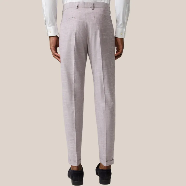 Mottled Cotton Wool Blend Cuff Pants - Violet