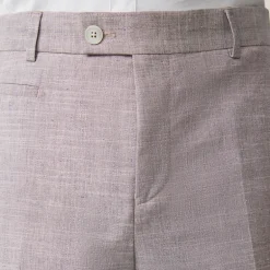 Mottled Cotton Wool Blend Cuff Pants - Violet