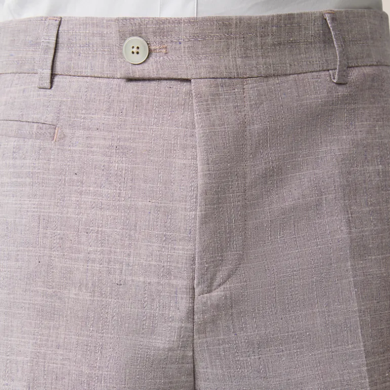 Mottled Cotton Wool Blend Cuff Pants - Violet