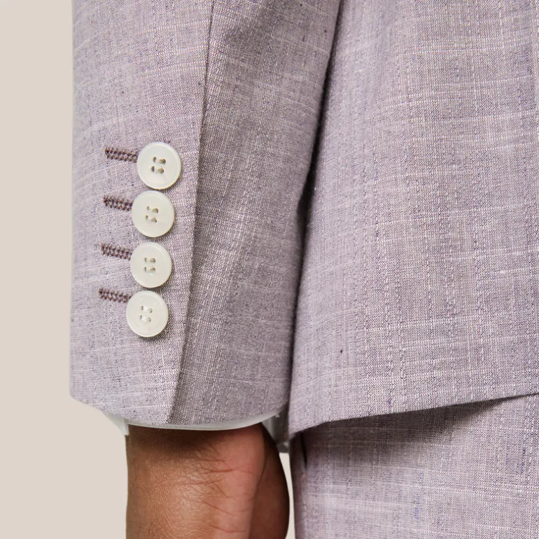 Mottled Cotton Wool Blend Peaked Suit Jacket - Violet