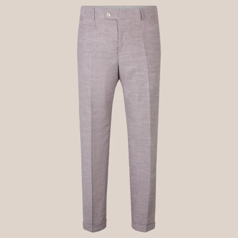 Mottled Cotton Wool Blend Cuff Pants - Violet