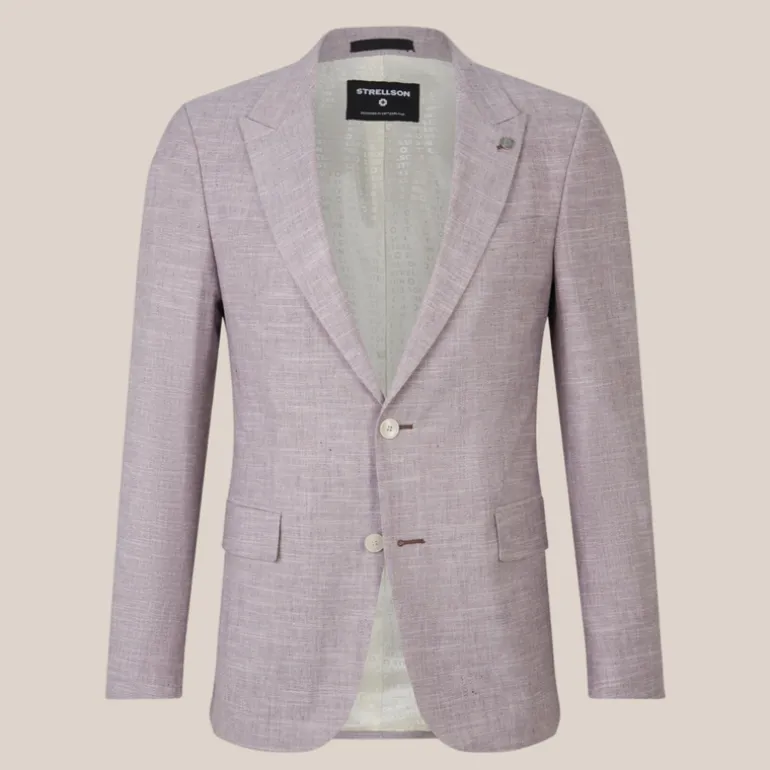 Mottled Cotton Wool Blend Peaked Suit Jacket - Violet