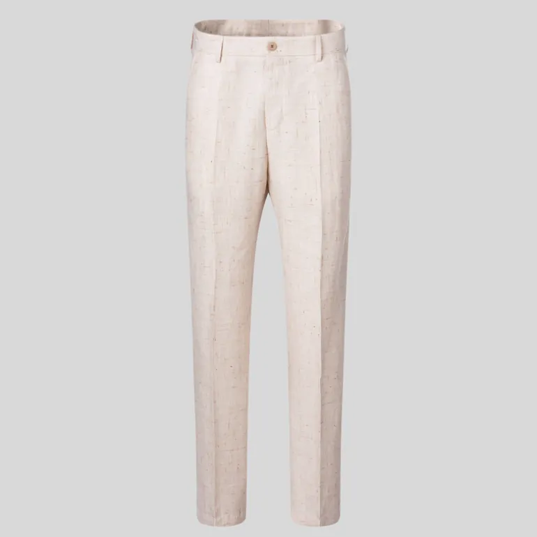 Mottled Linen Blend Suit Pants - Off-White