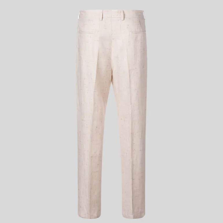Mottled Linen Blend Suit Pants - Off-White