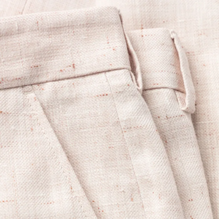 Mottled Linen Blend Suit Pants - Off-White