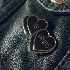 No Thanks Candy Hearts Enamel Pin - Black/Silver