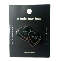 No Thanks Candy Hearts Enamel Pin - Black/Silver