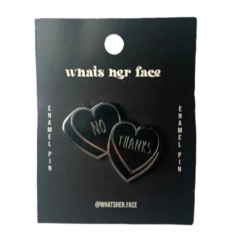 No Thanks Candy Hearts Enamel Pin - Black/Silver