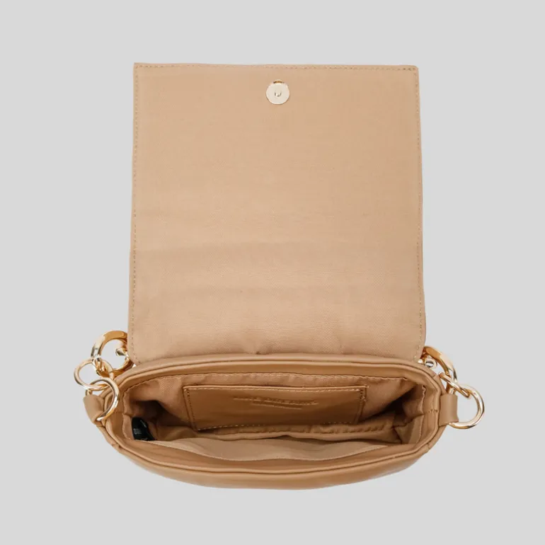 Overflap Gold Chain Crossbody Bag - Taupe
