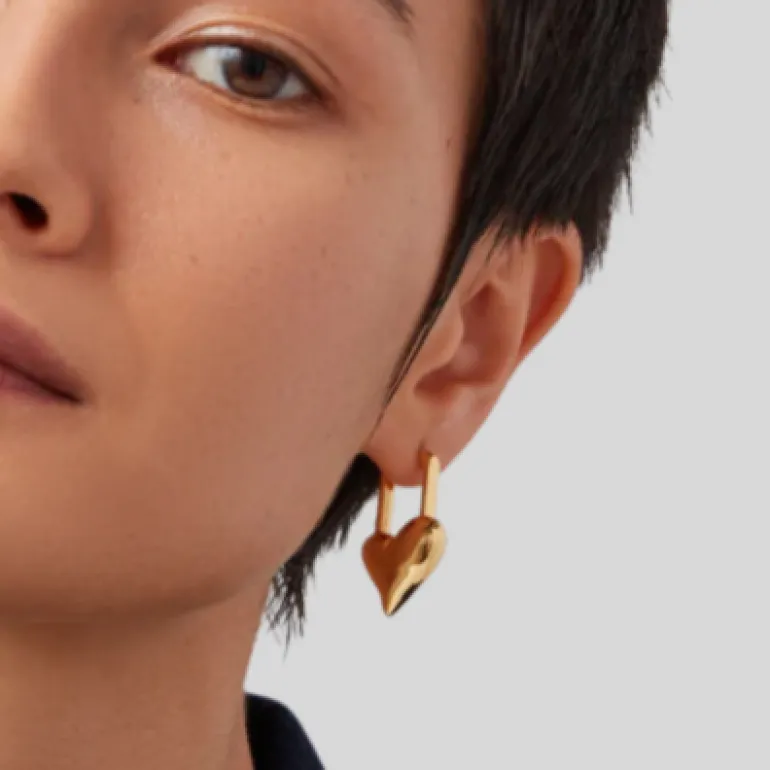Padlock Heart Earrings - Gold