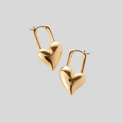 Padlock Heart Earrings - Gold