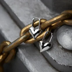 Padlock Heart Earrings - Silver