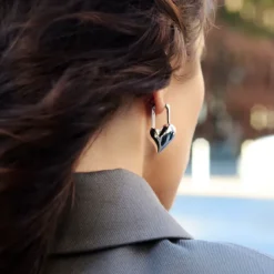 Padlock Heart Earrings - Silver