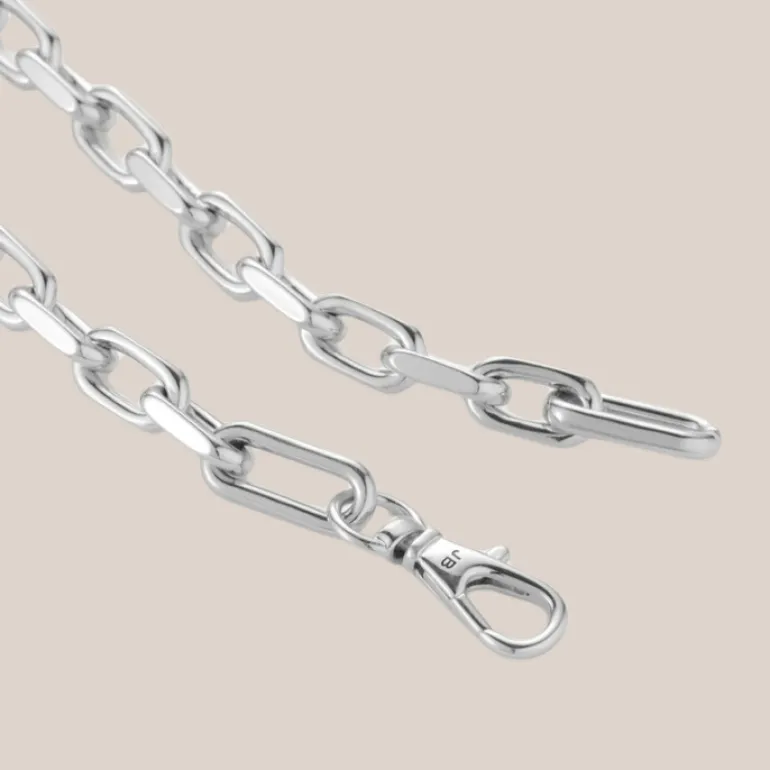 Padlock Heart Pendant Chain Link Necklace - Silver