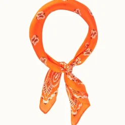 Paisley Pattern Silk-Like Neckerchief - Orange