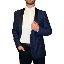 Paisley Tuxedo Jacket Shawl Collar - Navy
