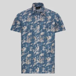 Palm Tree Print Shirt - Teal
