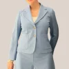 Patch Pocket Cropped Blazer - Denim Blue