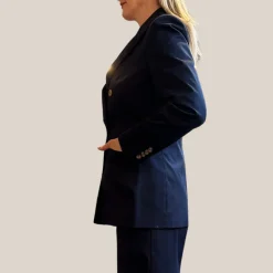 Patch Pocket Double Breasted Blazer - Navy