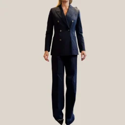 Patch Pocket Double Breasted Blazer - Navy