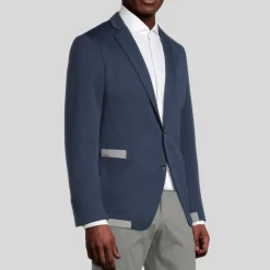Patch Pocket Double Face Contrast Jersey Blazer - Navy