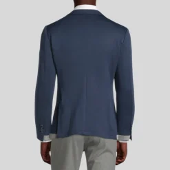 Patch Pocket Double Face Contrast Jersey Blazer - Navy