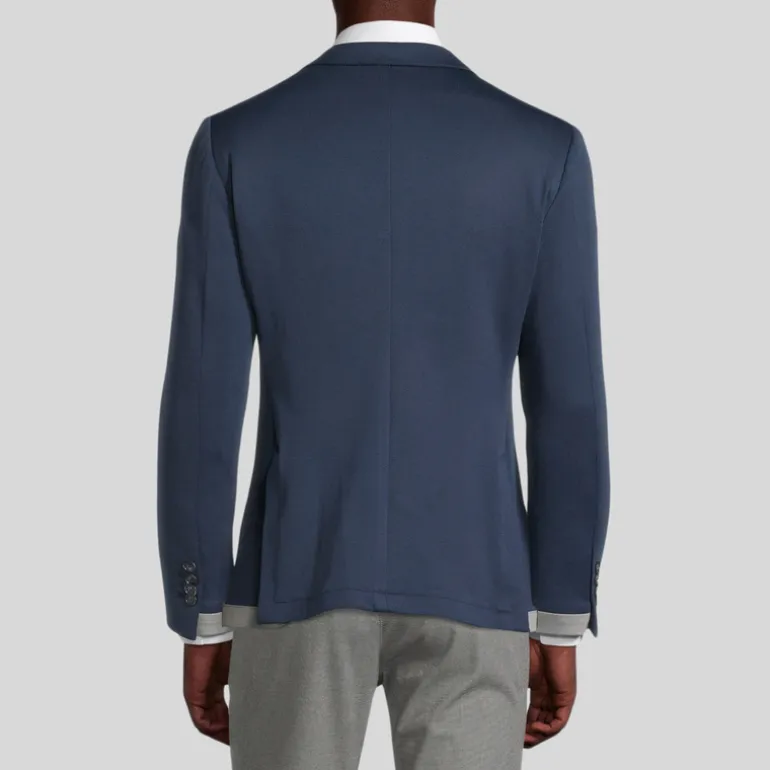 Patch Pocket Double Face Contrast Jersey Blazer - Navy