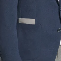 Patch Pocket Double Face Contrast Jersey Blazer - Navy