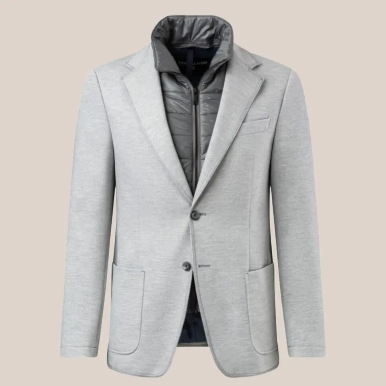 Patch Pocket Jersey Inlay Blazer - Light Grey