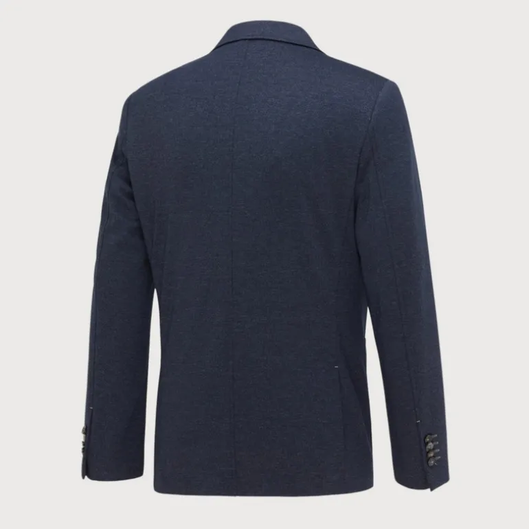Patch Pocket Melange Jersey Blazer - Navy