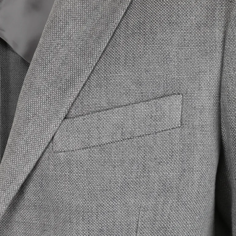 Patch Pocket Peak Lapel Linen Blazer - Grey