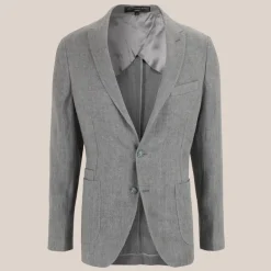 Patch Pocket Peak Lapel Linen Blazer - Grey