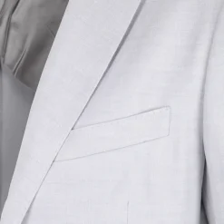 Patch Pocket Peak Lapel Stretch Linen Blazer - Light Grey