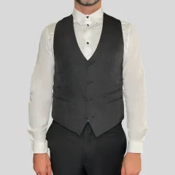 Patterned Slim Fit Ceremony Vest - Black