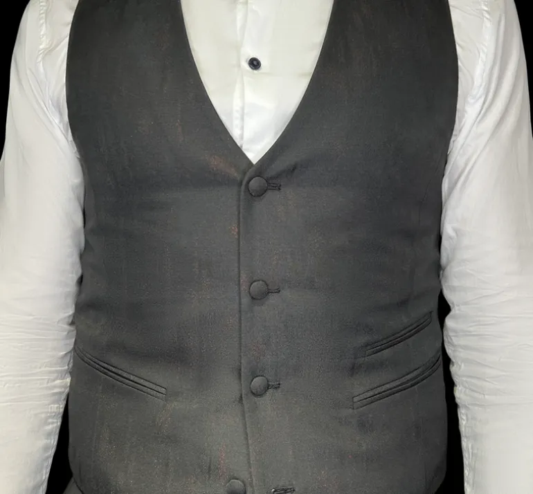 Patterned Slim Fit Ceremony Vest - Black